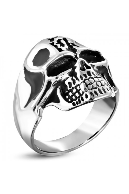 Plieninis Skull žiedas
